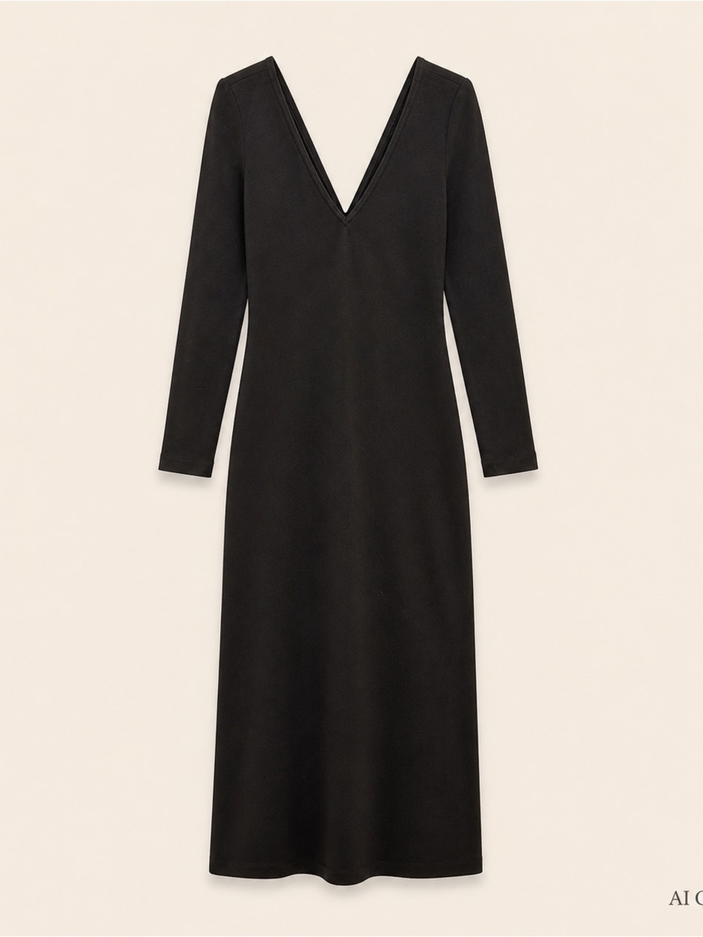 Linda Allard Ellen Tracy 100% Wool Vintage V-Neck Midi Dress with Long Sleeves - Picture 2 of 7